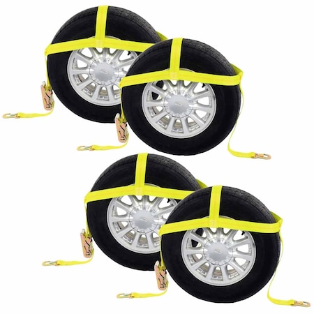 Us Cargo Control Wheel Net 2 Tire Holder w/ Ratchet Strap & Flat Snap Hooks, PK4 WNTH02-4PK